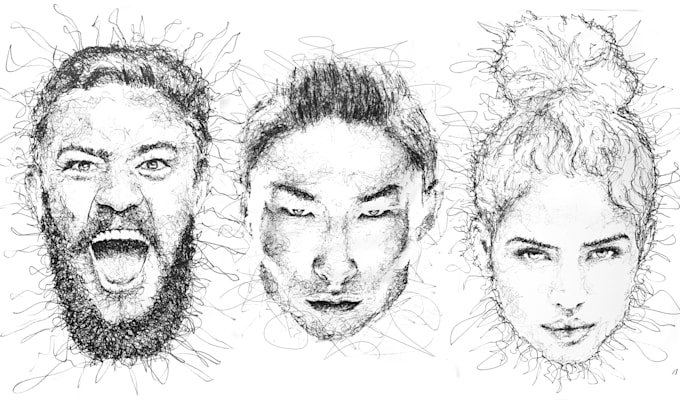 create scribble portrait art work