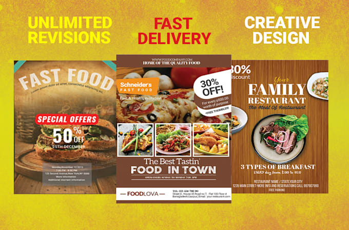 Design amazing food menu restaurant flyer poster by Alaminsheikh425