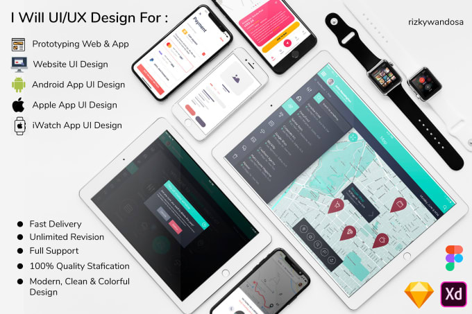 design UI UX for website, mobile app, or wireframe