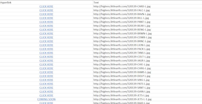 do extract hyperlinks in excel and google sheet for shopify uploading