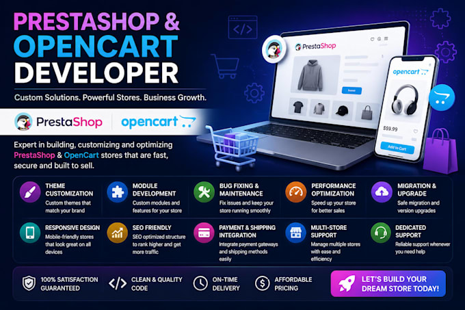 develop new extension or module in prestashop and opencart