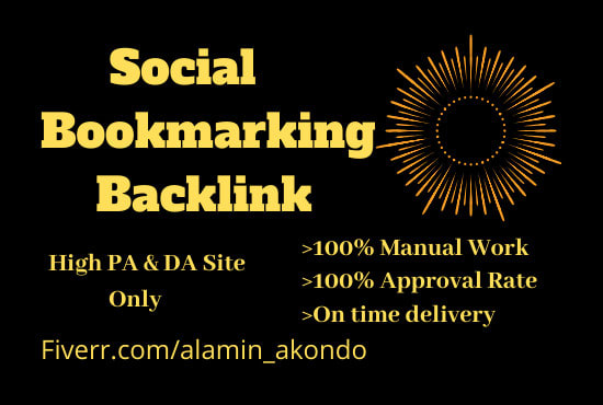 do 50 bookmarking high da and PR site manually