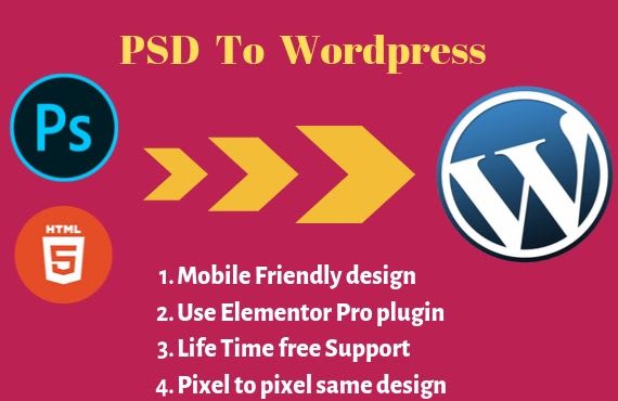 convert clone migration xd, HTML, PSD to wordpress website