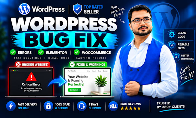 fix wordpress bugs, errors, elementor and woocommerce issues