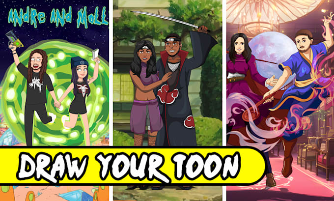 draw your self or your family to anime or famous cartoon portrait