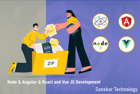 develop website in node, angular, react and vue