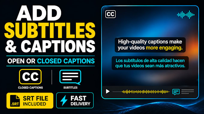 add subtitles open or closed captions in video