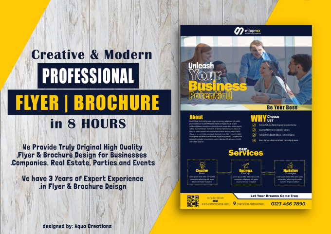 Hire a freelancer to design professional  flyers or brochures in 8 hours