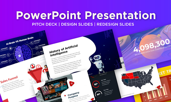 design investor pitch deck, design powerpoint presentation , make modren slides