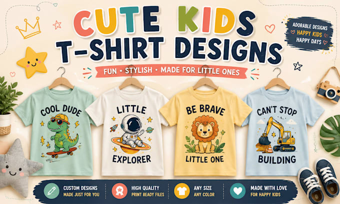 do custom t shirt graphics for babies, kids and adults, minimal t shirt design