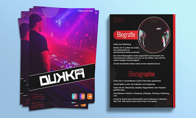 design artist epk, media kit, press kit, release, music one sheet