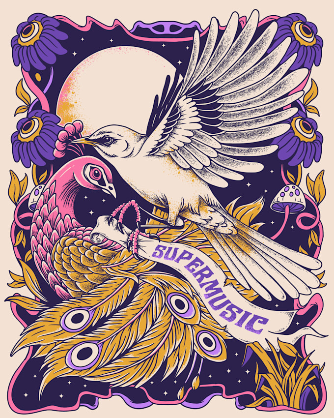 make psychedelic illustration with stand out color
