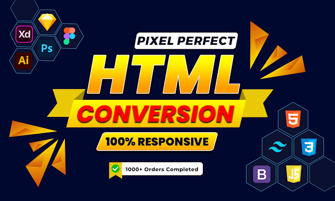 convert figma to html, xd to html, psd to html responsive bootstrap, tailwind