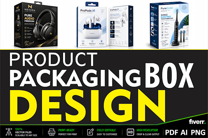design custom product packaging box and label with dieline