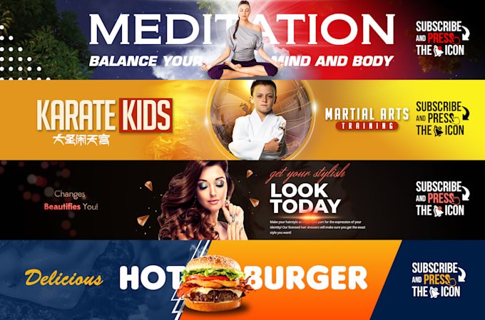 design an eye catching youtube banner and logo