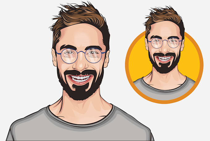 draw cartoon, vector, portrait, avatar logo, from photo