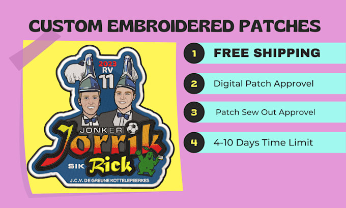 do custom embroidered patches digitize and shipped