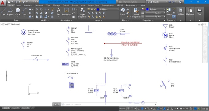 single line diagram ไฟฟ้า autocad free