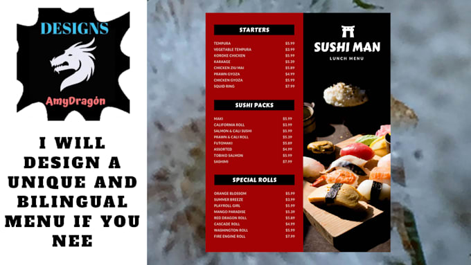 Design of an original menu for your business by Aguilamy | Fiverr