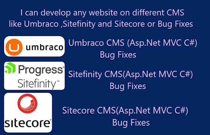 make any website on different cms umbraco,sitefinity and sitecore