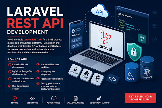 develop a scalable laravel rest API with mysql or postgresql