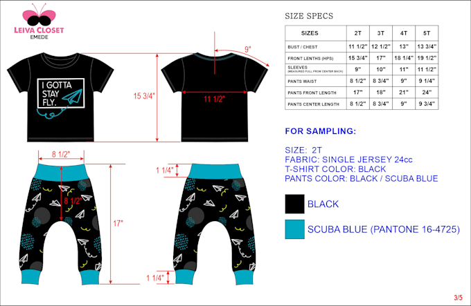 create a tech pack for your design