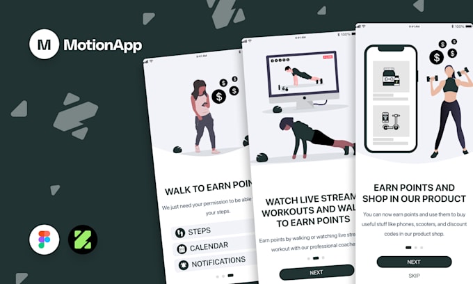 design onboarding or walkthrough screens for mobile app