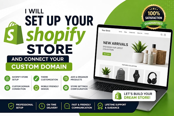 set up your shopify store and connect your custom domain