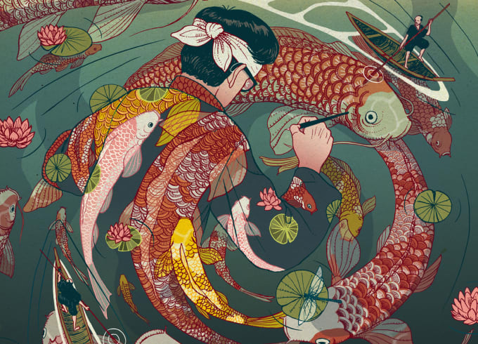 Create high quality illustrations inspired in japanese art by ...