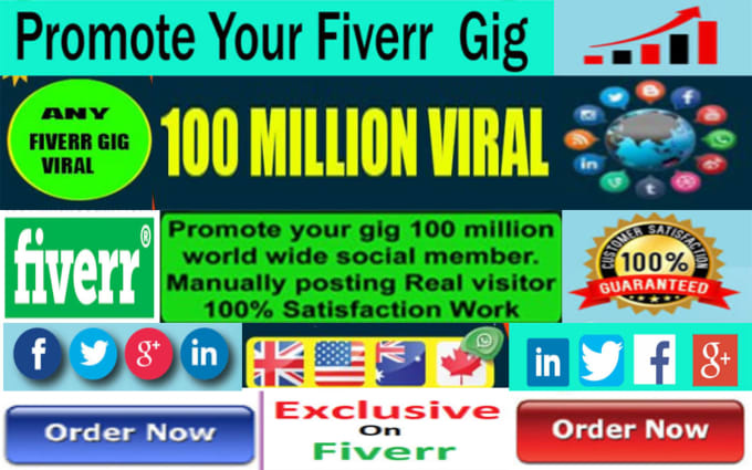 Fiverr gig promotion to 100 million social media user worldwidsocial