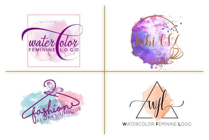 Design Hand Drawn Feminine Watercolor Logo For You