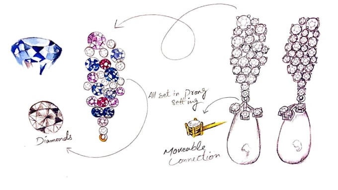 design colourful hand sketch jewlery in 24hrs