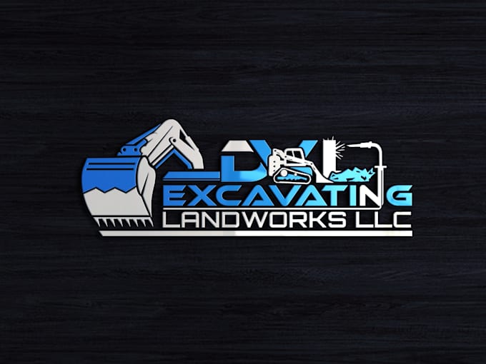 do real estate, construction, excavation, crane, bulldozer and trucking logo