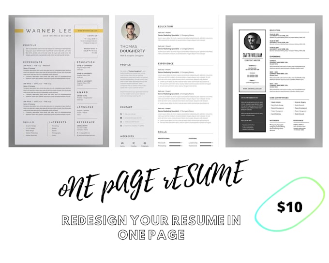 create one page resume