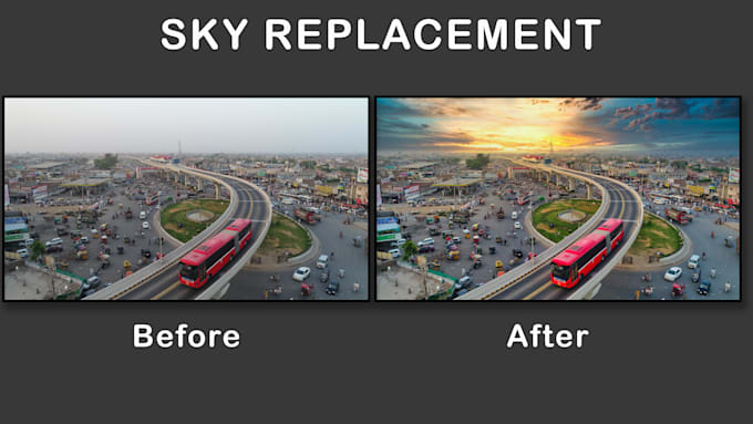 do photoshop image editing , sky replacement
