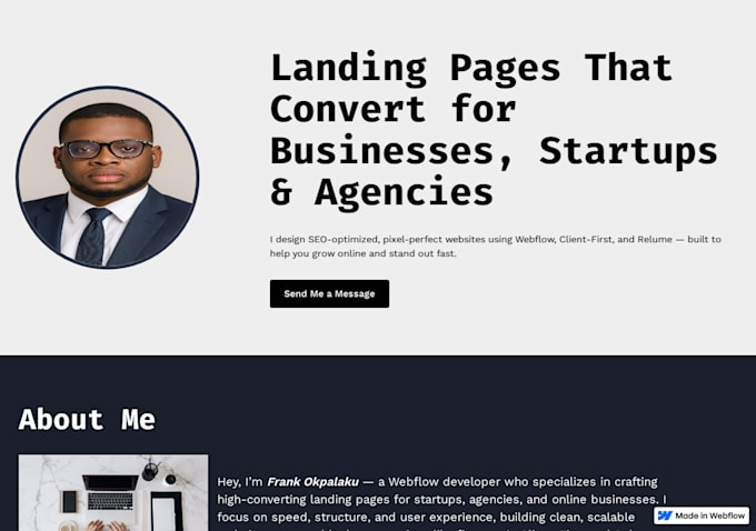 create a responsive webflow landing page