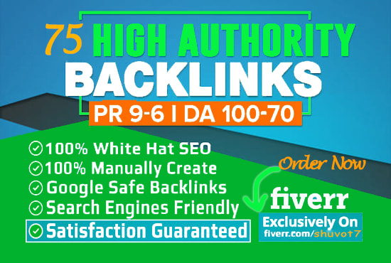 create 75 high da authority unique domain backlinks manually