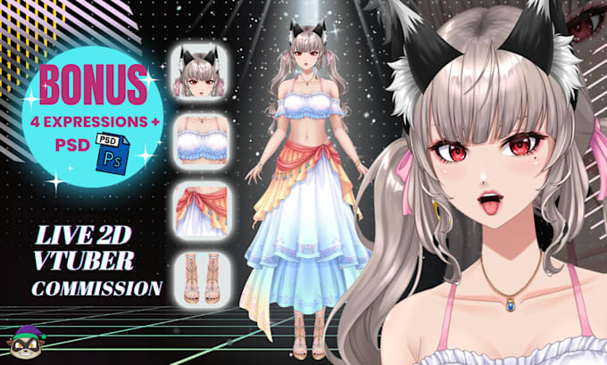 design and rig a premium live2d vtuber model avatar art character in anime style