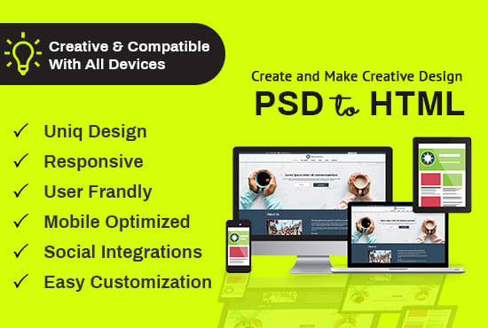 Convert your psd and mockups to responsive html by Orwestside | Fiverr