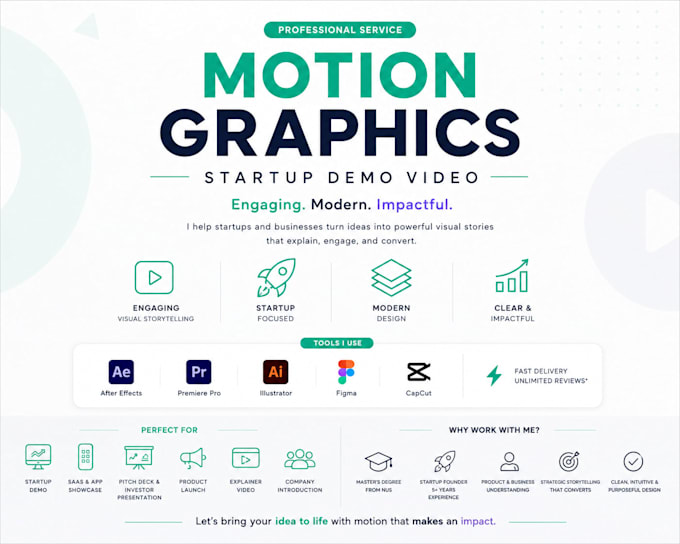 make 60 to 90 seconds of motion graphics video for startup