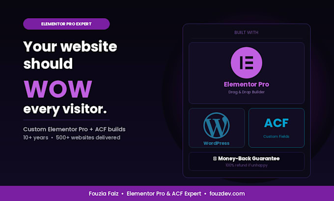 create responsive wordpress website with elementor pro and acf