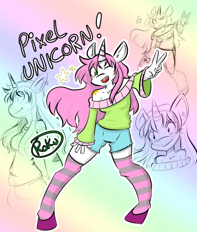 Draw Your Character Or Design One Base On A Description By Rokuhokage Fiverr The unicorn is a legendary creature that resembles a horse, with a single, often spiral, horn growing out of its forehead. draw your character or design one base