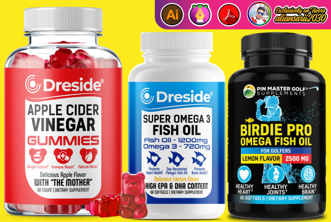 3d supplement bottle private label design, box design mockup ...