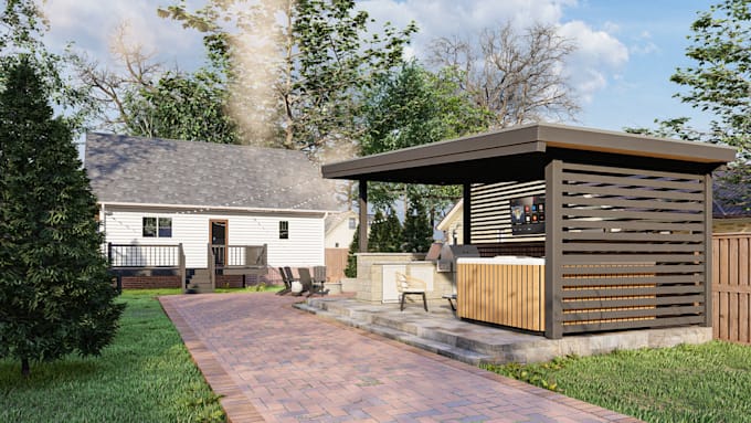 design your rooftop, garden, backyard, terrace 3d render
