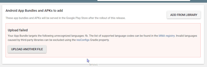 solve warning of unrecognized languages fb using resconfigs
