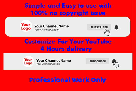 create animated youtube subscribe button and bell icon