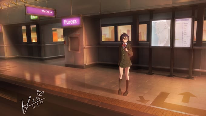 anime style illustration with backgrounds