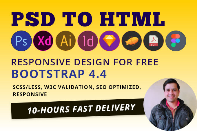 convert psd to html, xd to html, sketch, tailwind, responsive, bootstrap