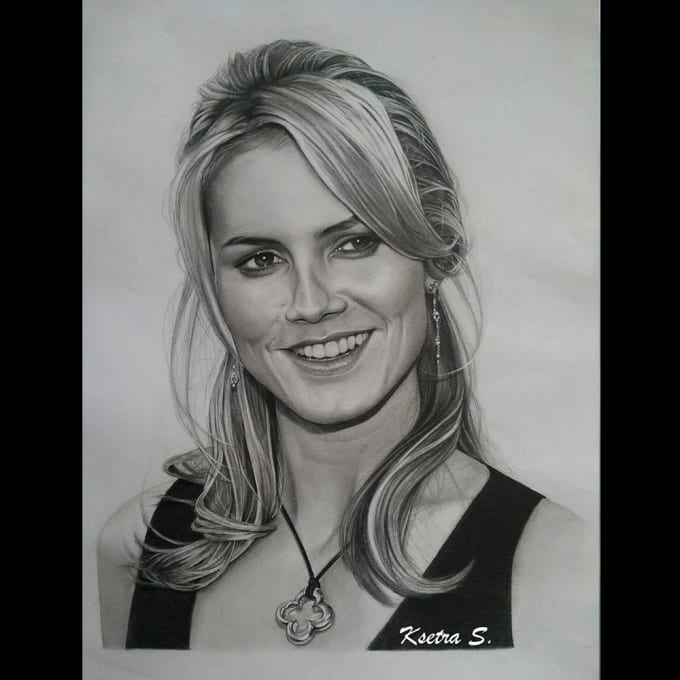 Draw Realistic Pencil Portrait Free Shipping Free Frame A4 Size