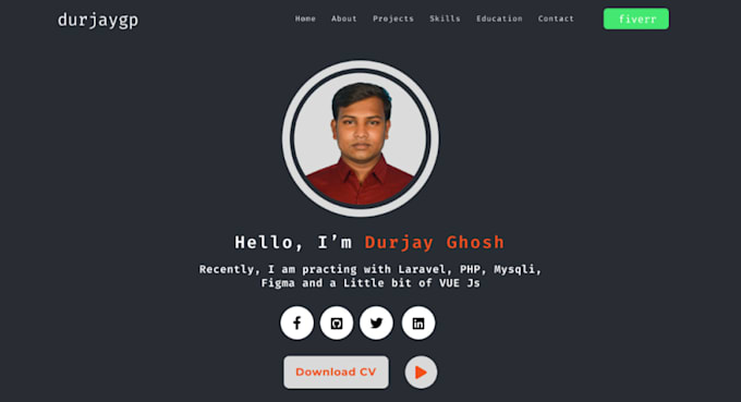 create a stunning portfolio website, personal resume, wordpress personal website